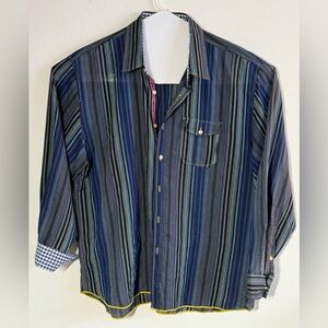Vintage men shirt long sleeve colorful XXL